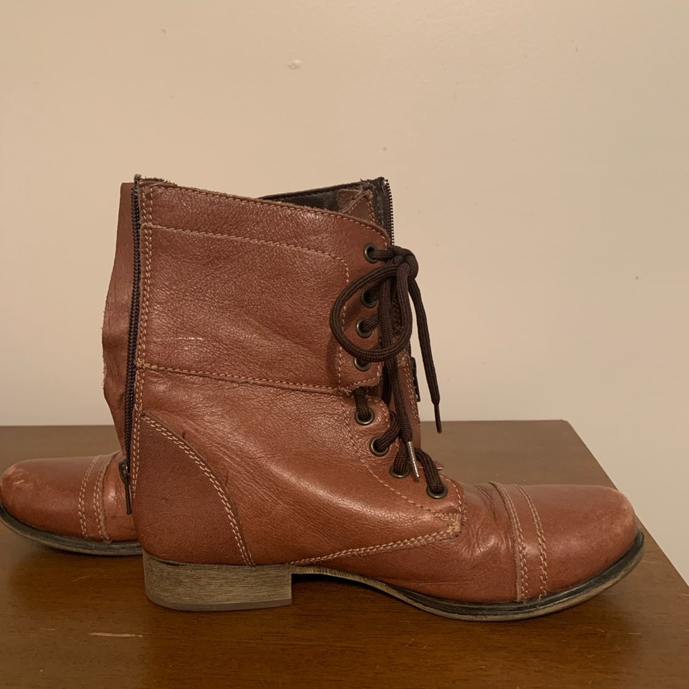 Steve Madden Brown Leather Combat Boots